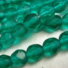 6mm Czech Firepolish Beads - Matte Emerald - Pack of 20