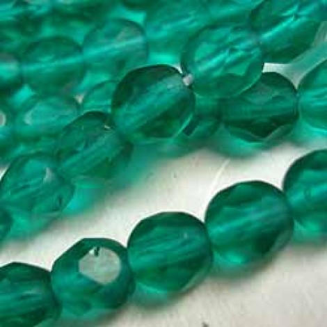 6mm Czech Firepolish Beads - Matte Emerald - Pack of 20