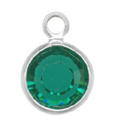 7mm Swarovski Silver Plated Drop Charms - Emerald