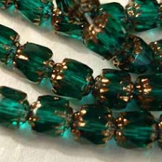 6mm Emerald/Antique Bronze Czech Cathedral Cut Beads - Pack of 10