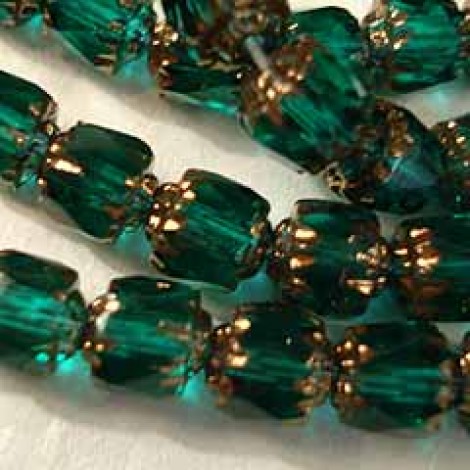 6mm Emerald/Antique Bronze Czech Cathedral Cut Beads - Pack of 10