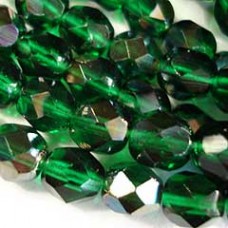 6mm Czech Fire Polished Beads - Emerald Celsian