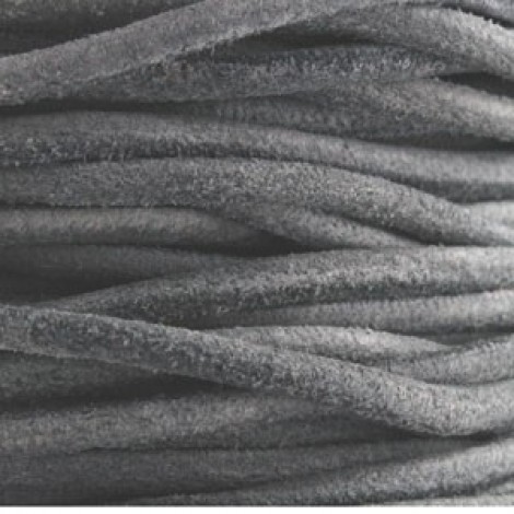 3mm Euro Leather Suede Round Cord - Grey - Per Metre