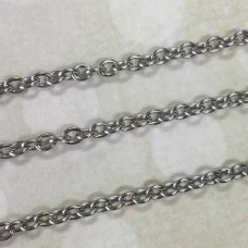 3x4mm 316L Stainless Steel Round Wire Oval Link Cable Chain