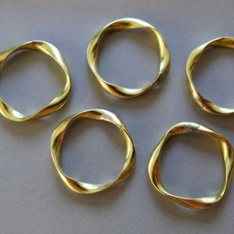 23mm Raw Brass Twisted Welded Ring Earring or Necklace Findings