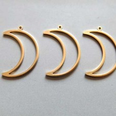 26x8mm Raw Brass Open Crescent Moon Charms