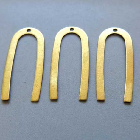 27x13mm Raw Brass U Shape Charms - Pack of 4
