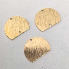 18x15mm 20ga Raw Brass Textured Half-Round Blank Link with 2 Holes