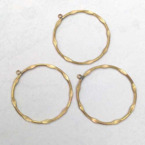 33mm Raw Brass Round Welded Rings with Loop