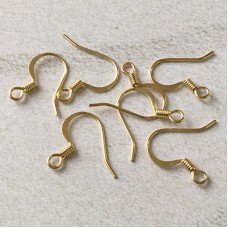 17mm Gold Plated Flattened Fishhook Earwires with Coil