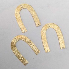 35x27mm 20ga Textured Raw Brass U-Shape Blank Link with 3 Holes
