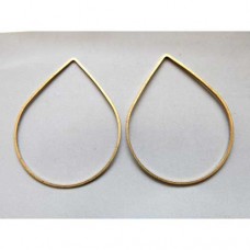 50x40mm Raw Brass Teardrop Connectors - Pack of 2