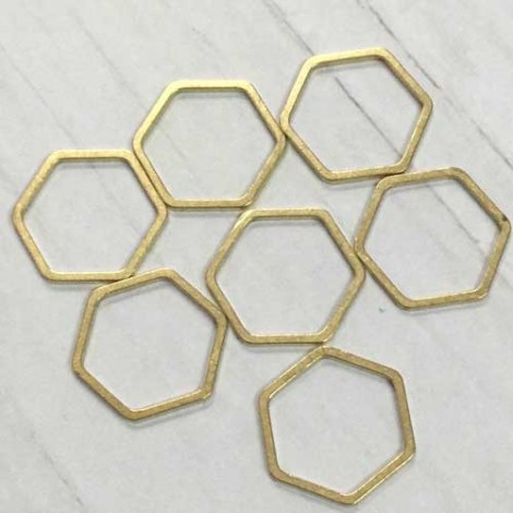 12mm Raw Brass Hexagon Connector Links