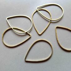 21x15mm Raw Brass Teardrop Shaped Connector Links - Pack of 8