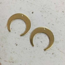 17x17x0.8mm Raw Brass Crescent Moon Charm with 1 Hole