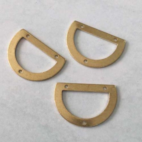21.5x14.5mm 20ga Raw Brass Semi-Circle Blank Link with 3 Holes