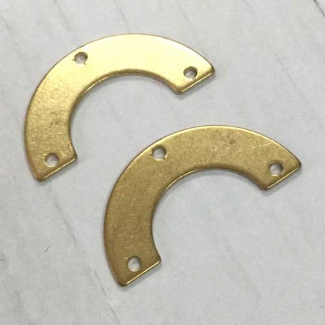 25x12mm 20ga Raw Brass Half Circle Connector Links - Pack of 4