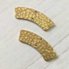 28x8mm 20ga Raw Brass Hammered Curved Rectangle Connectors