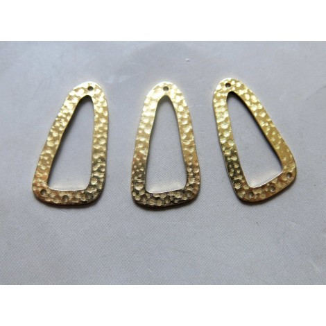 33x17mm 20ga Raw Brass 1-3 Hammered Teardrop Frame Pendant Drops - Pack of 2