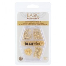 Basic Elements - Gold Plated Finding Asst - Clasps, Rings, Tags, Crimps - 212pc