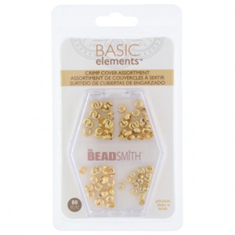 Basic Elements - Crimp Bead Cover Assortment - Gold Plated - 80pc