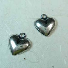 9mm Sterling Silver Plated Single Sided Heart Charm - Pack of 4