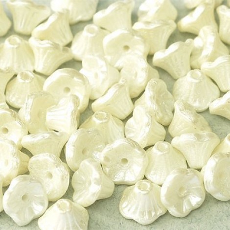 7x5mm Czech Flower Cups - Alabaster Pastel Lt Cream - Pack of 20 7x5mm Czech Flower Cups - Alabaster Pastel Lt Cream - Pack of 20