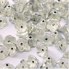 7x5mm Czech Flower Cups - Jet Labrador Full (Silver) - Pack of 20