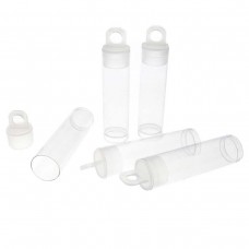 2x9/16" (50x14mm) Clear Plastic Vial with Hang Tab Lid - Pack of 10