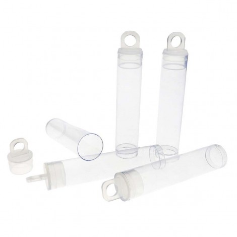2.5" x 9/16" (62.5x14mm) Plastic Storage Tubes w/Hang Cap - Pk of 10