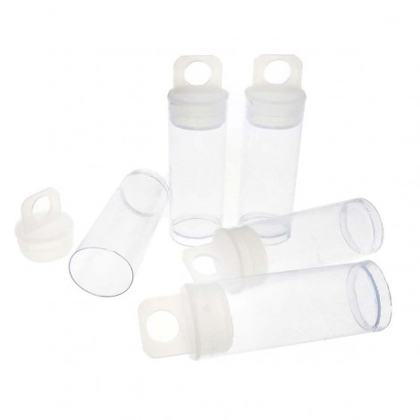 2" x 3/4" (50mmx19mm) Plastic Storage Tubes w/Hang Cap - Pk of 10