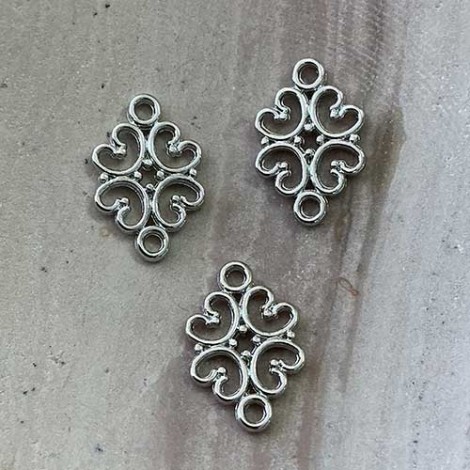 18x13mm Tibetan Style Silver Plated Flower Connectors - Pack of 10 18x13mm Tibetan Style Silver Plated Flower Connectors - Pack of 10