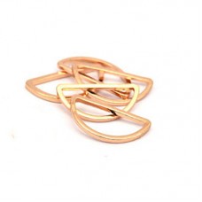 8x16mm Rose Gold Plated Brass Half-Moon Connectors - Pack of 4