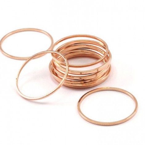 24x1mm Rose Gold Plated Brass Round Connector Rings