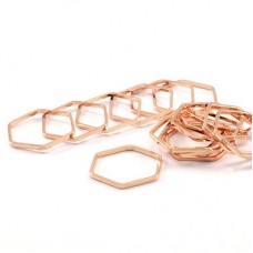 14mm x .8mm Rose Gold Plated Hexagon Geometric Link Rings
