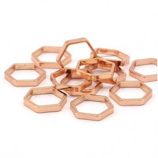 12x0.8x2mm Rose Gold Plated Hexagon Geometric Link Rings