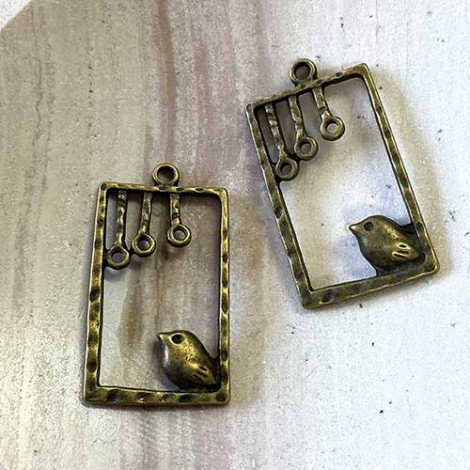 34x19mm Ant Bronze Bird Connector Pendant - Pack of 10 34x19mm Ant Bronze Bird Connector Pendant - Pack of 10