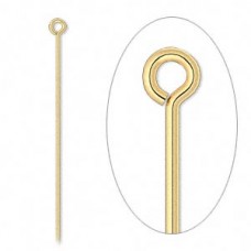 60mm (2.5in) 21ga (.028") Eyepins - Gold Plated - Pack of 20