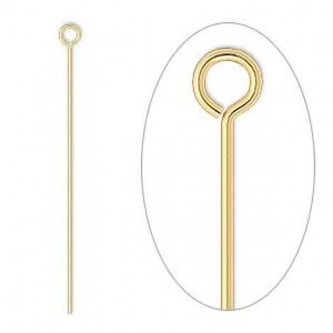 38mm (1.5") Thin (24ga) Gold Plated Eyepins - Pack of 100