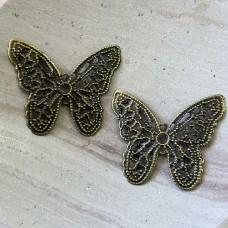 27x32mm Antique Brass Filigree Butterfly - Pack of 10