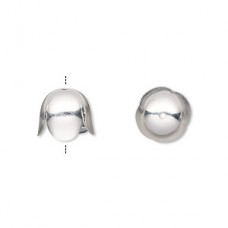 10x9.5mm Silver Plated Brass Cord End Caps with Loop - Pack of 10