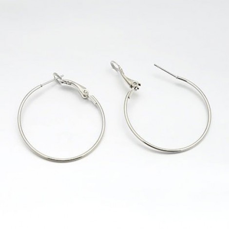 35mm Platinum Silver Plated Iron Earring Hoops
