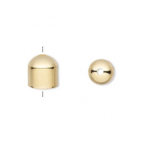 8mm Gold Plated Cord End Caps - Pack of 20