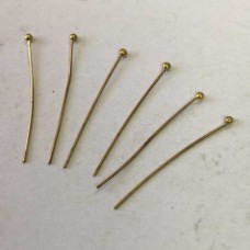 25mm (1in) 22ga Raw Brass Ball Headpins - Pack of 10
