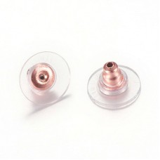 10x6mm Extra Secure 304 Stainless Steel Comfort Earnuts - Clear-Rose Gold