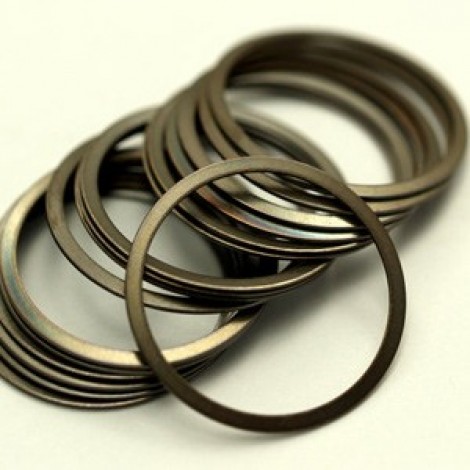 28mm Antiqued Brass Round Connector Rings - Pack of 10