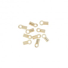 3.5X2mm (1.5mm ID) Crimp Cord End with Ring - Gold Plated - Pack of 10
