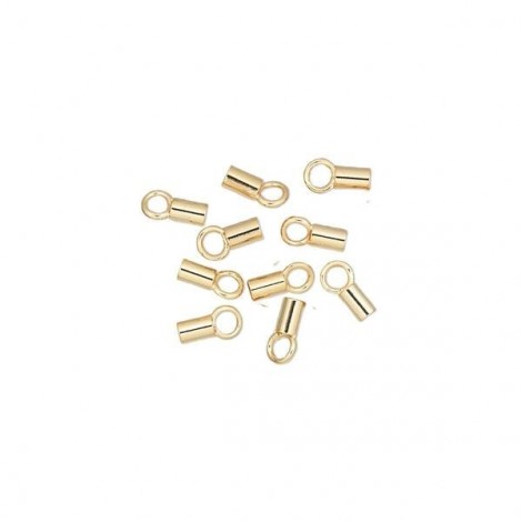 3.5X2mm (1.5mm ID) Crimp Cord End with Ring - Gold Plated - Pack of 10