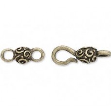 Antique Brass Hook & Eye Clasp with Swirl - each