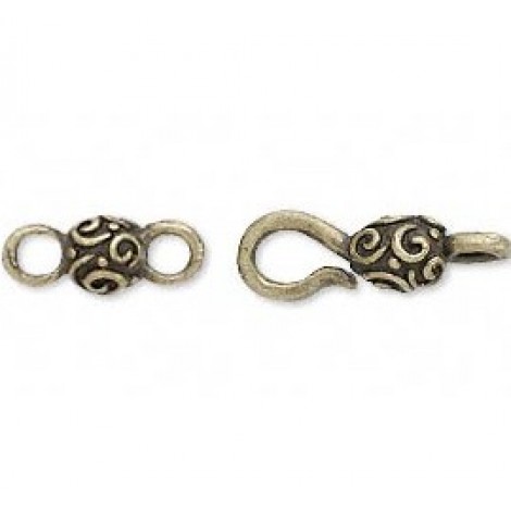Antique Brass Hook & Eye Clasp with Swirl - each